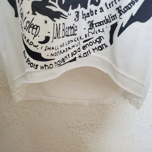 Skull Shirt Streetwear Grunge Punk Rock Artsy Quotes Unique Cream Women (XS-S) - Picture 7 of 16